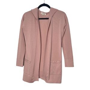 Pink Rose Open Front Hoodie‎ Cardigan Pink M